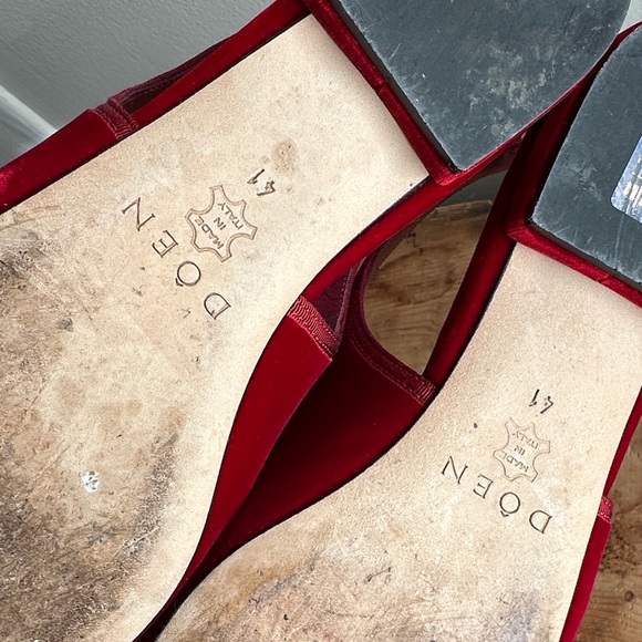 Doen Cossima Slingback Red Velvet Flats Size 41 - Picture 3 of 16